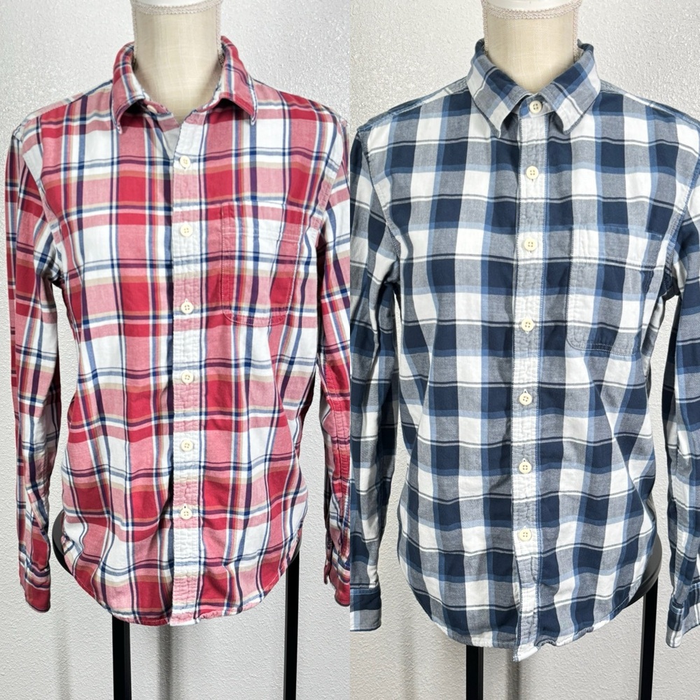 2 American Eagle Outfitters Super Soft Plaid Long Sleeve Shirts S/P/CH